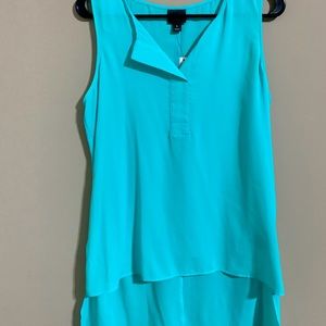 NWT Worthington High Low Teal Sleeveless Blouse